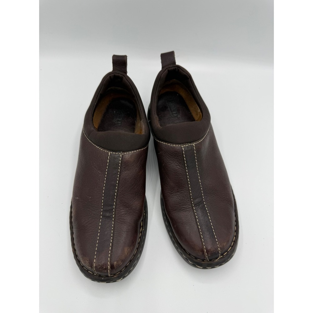 Born Womens 8 Leather Slip On Clogs Mules Casual Comfy Essential Basic Earthy - Picture 3 of 7